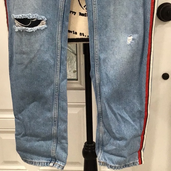 🆕 ZARA Basic Denim Stripe Mom Fit Jeans High Rise - Picture 6 of 14